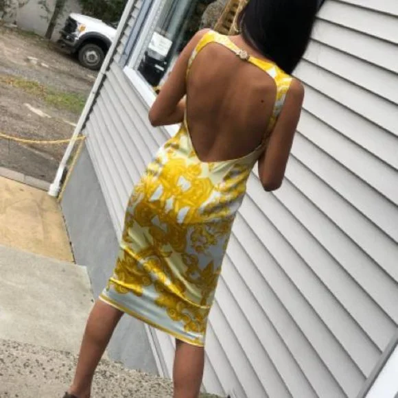 VINTAGE VERSACE BAROQUE PRINT DRESS SZ 38 - Picture 3 of 5